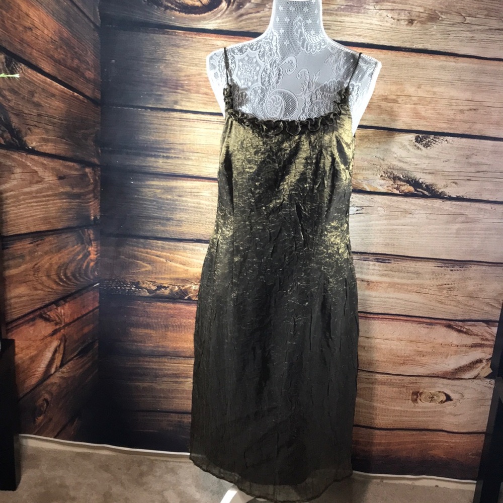 Spaghetti sleeve dress. Size 10. Color rust gold